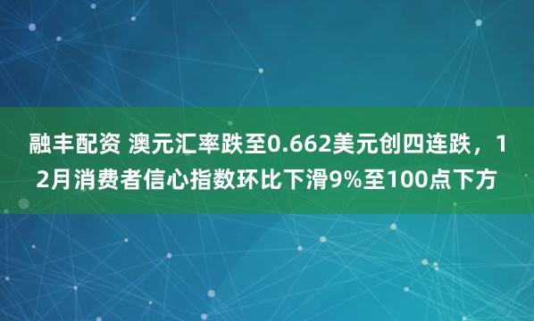 融丰配资 澳元汇率跌至0.662美元创四连跌，12月消费者信心指数环比下滑9%至100点下方